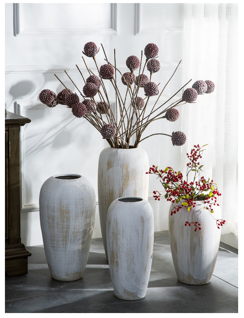 陶瓷落地花瓶摆件客厅插花现代简约家用装饰品大号北欧仿真花器电视