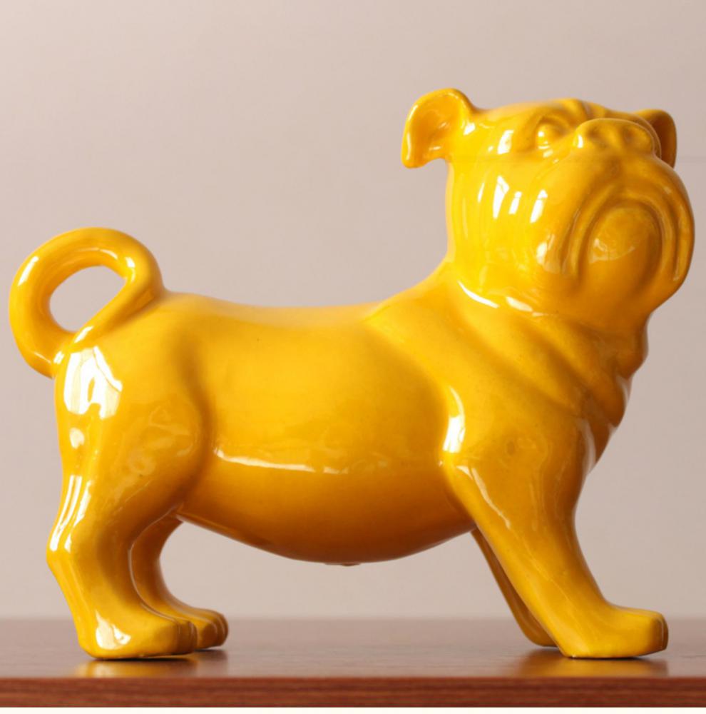 老板办公室陶瓷狗狗摆件客厅里的装饰品玄关生肖狗狗旺财狗守财狗工艺