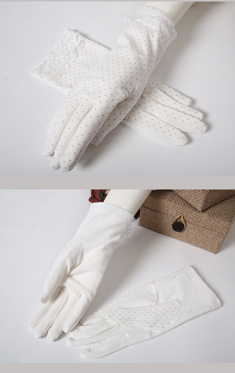 夏季防晒短款透气纯棉女手套 春秋薄款夏天开车防滑防紫外线ni 9038