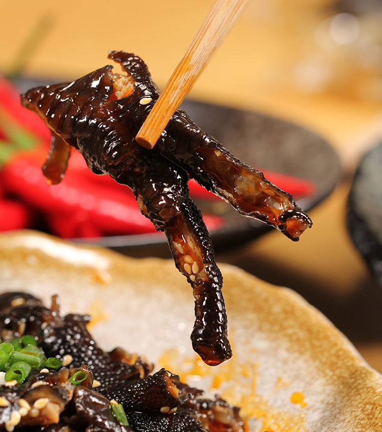 四川特产小吃零食麻辣无骨凤爪去骨乌鸡爪红油脱骨黑鸡脚250g*2袋