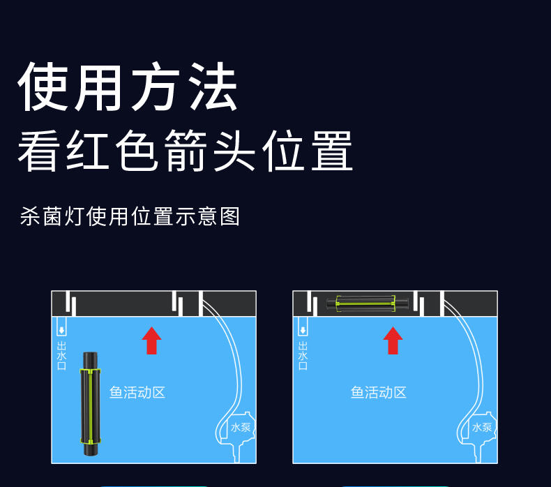 仟湖新款迷你杀菌灯aquazonic3代紫外线潜水灯鱼缸杀菌除澡辅助净水