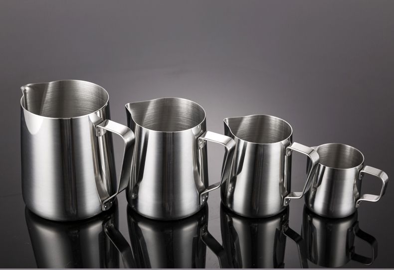 京选推荐304不锈钢尖嘴拉花杯带盖带刻度量杯咖啡拉花缸打奶泡杯咖啡