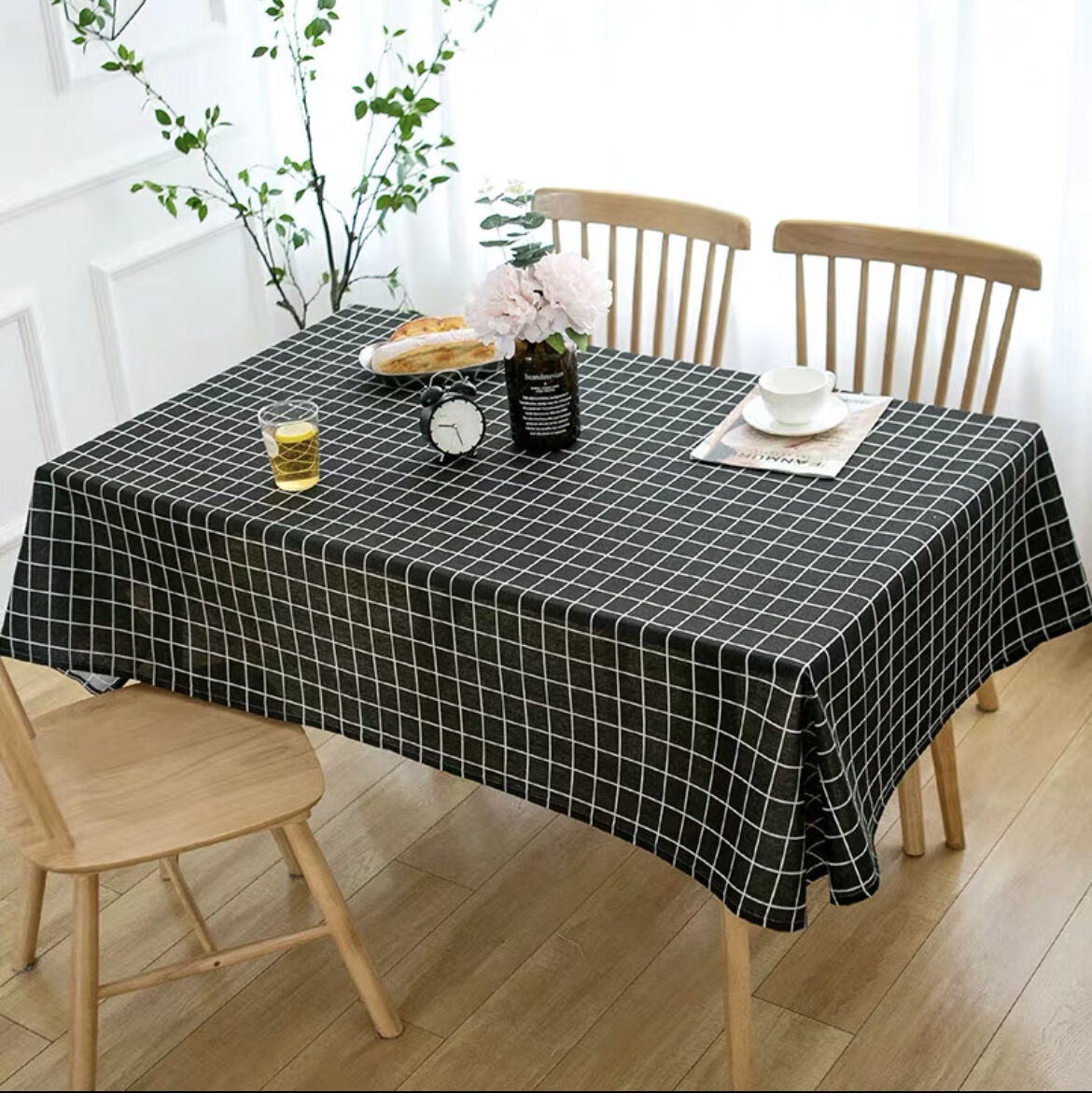 北欧棉麻桌布ins风布艺小清新格子网红书桌茶几长方形台布餐桌布