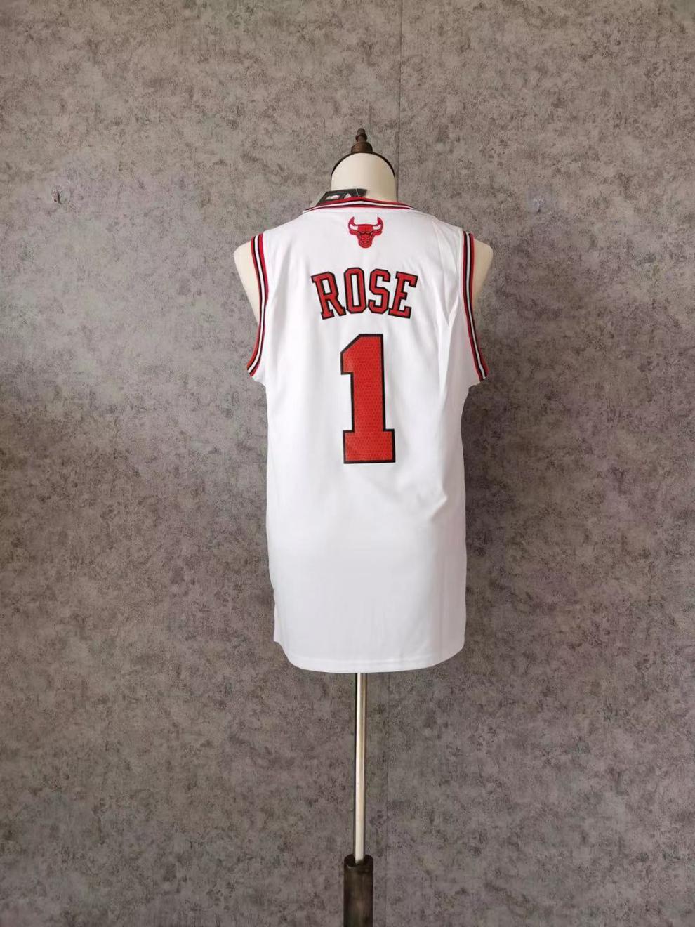 nba同款公牛队1号罗斯白色球衣nba球衣男女通用 红色 公牛罗斯1号 s