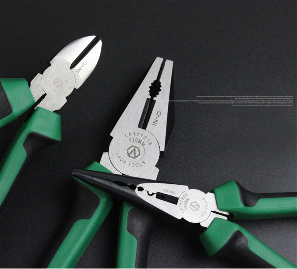 老a(laoa) 钢丝钳 斜嘴钳 尖嘴钳 电工钳 铬镍钢老虎钳斜口钳偏口钳