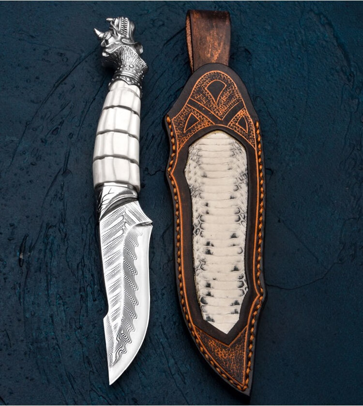 荒夫龙王vg10大马士革手工刀户外刀北欧芬兰刀荒野【图片