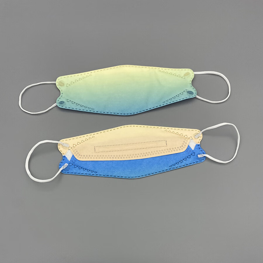 渐变色kn95级口罩3d立体鱼嘴柳叶型彩色彩虹一次性时尚个性口耳罩女