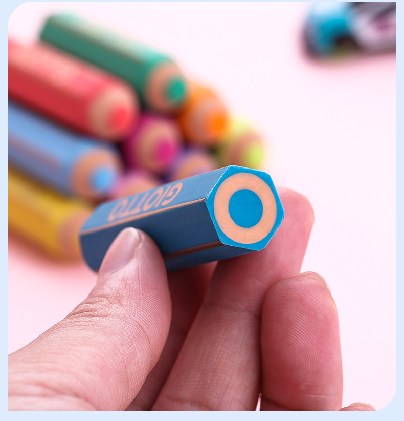 樱安娜 giotto 意大利进口橡皮擦 彩虹色铅笔形橡皮 学生擦得干净儿童