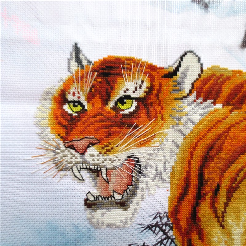 绣好的爱洛纯手工手绣十字绣成品猛虎上山竖版猛虎气象老虎雄风新 92*