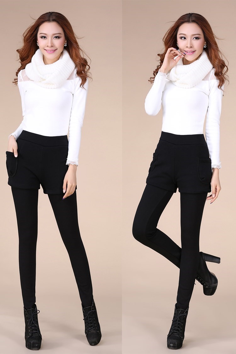 女士紧身打底裤拉绒裤外穿高腰小脚裤大码加绒保暖裤袜加厚铅笔.