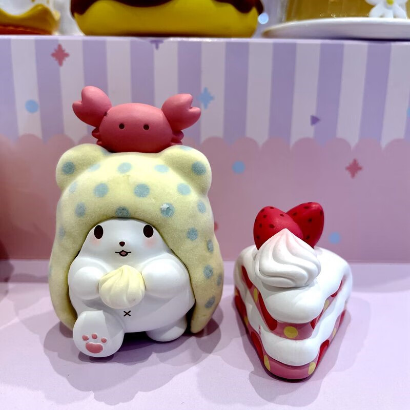 毛毯熊盲盒毛毯熊下午茶小时光盲盒摆件甜甜圈泡芙焦糖布丁 毛毯熊