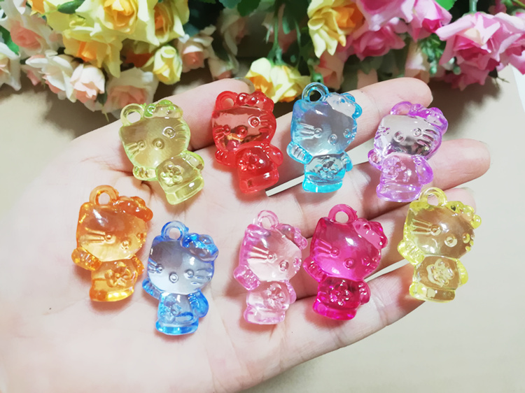 儿童水晶手链项链吊坠亚克力彩色猫咪宝石小孩kt小猫过家家玩具 kt坐