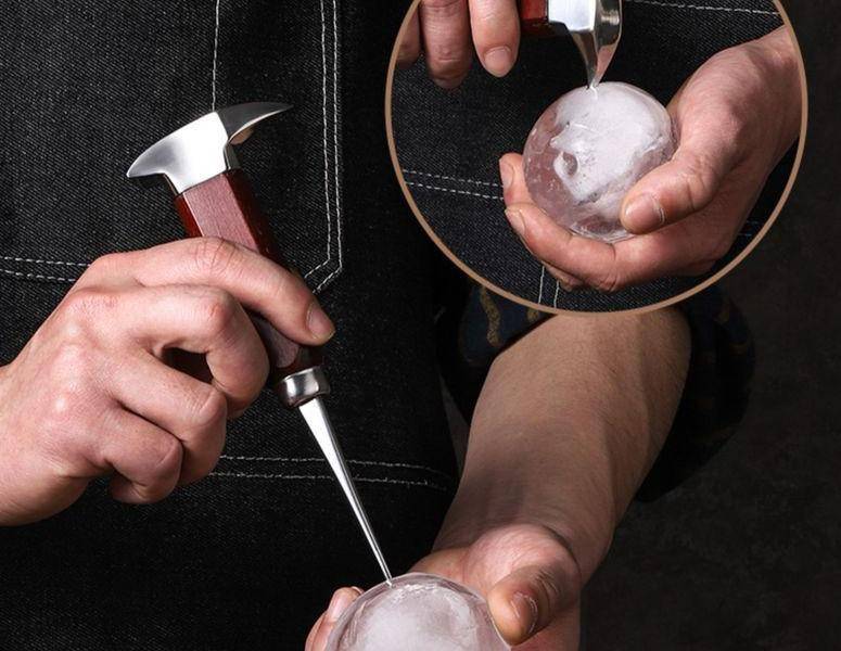 调酒师凿冰器不锈钢冰锥调酒师凿冰破冰工具酒吧单叉锥凿手凿冰球