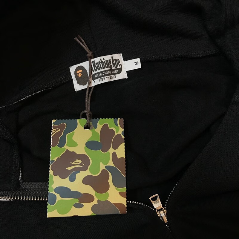 bape鲨鱼外套 潮牌bape鲨鱼迷彩拉链情侣款连帽卫衣男女纯棉宽松印花