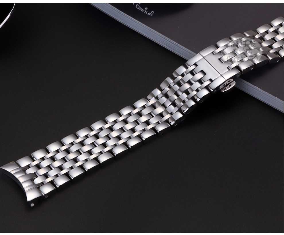 官方表带适用于浪琴博雅钢表带l48094l48104手表带男士精钢钢带l4金属