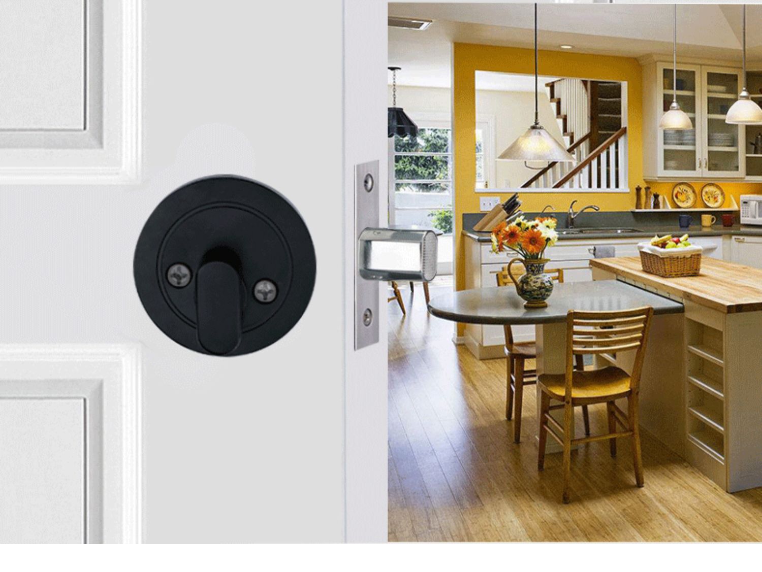 隐形门锁带钥匙室内闭锁暗锁卧室门锁家用通用型防盗圆形锁 拉丝色 35