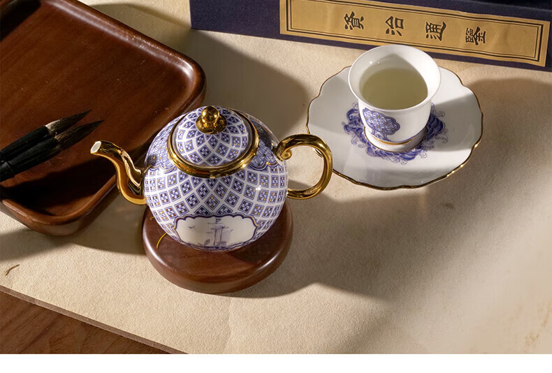 国瓷永丰源(auratic)先生瓷四海升平 功夫茶具套装 21头家用办公室
