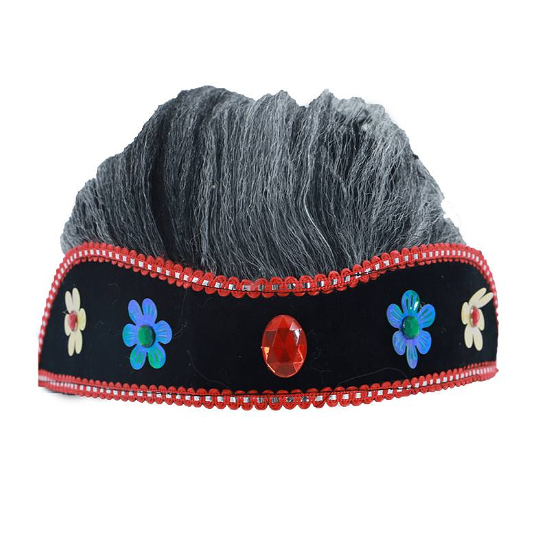 老太婆头套 二人转媒婆发套秧歌头饰老太太假发帽子老奶奶花边假发