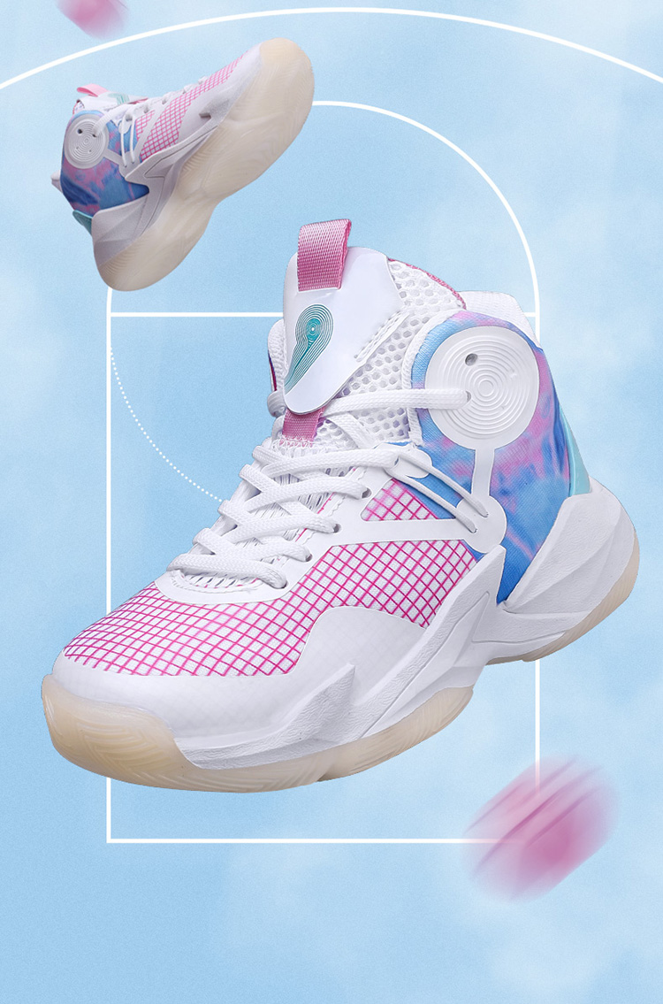 音速9篮球鞋男樱花粉冬季儿童小码加绒运动鞋中帮全城9减震战靴3 