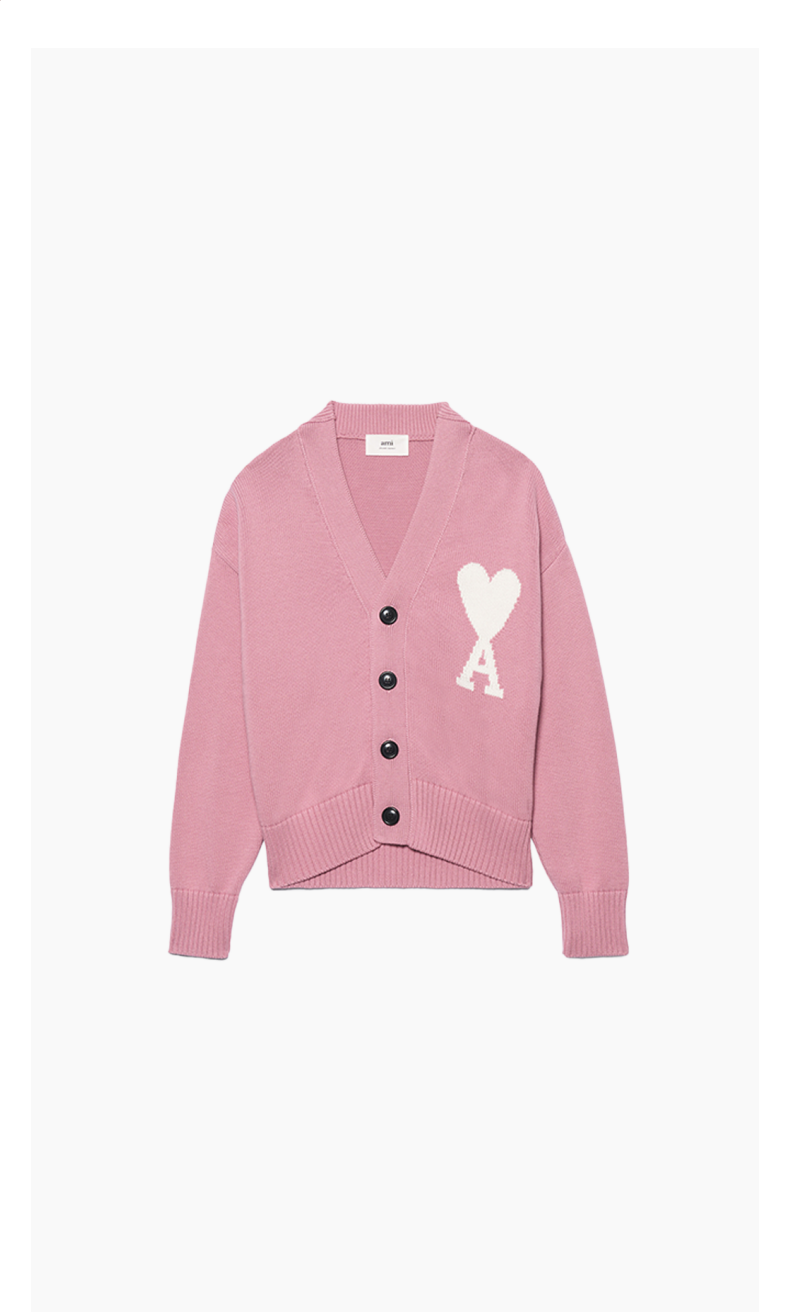 618启幕amiparis男女同款22春夏新品amidecoeur红色爱心刺绣开衫毛衣