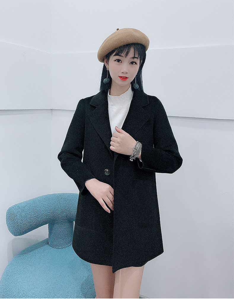 秋季矮个子双面毛呢大衣气质毛妮尼孑双面绒大衣女中长款2022新款韩版
