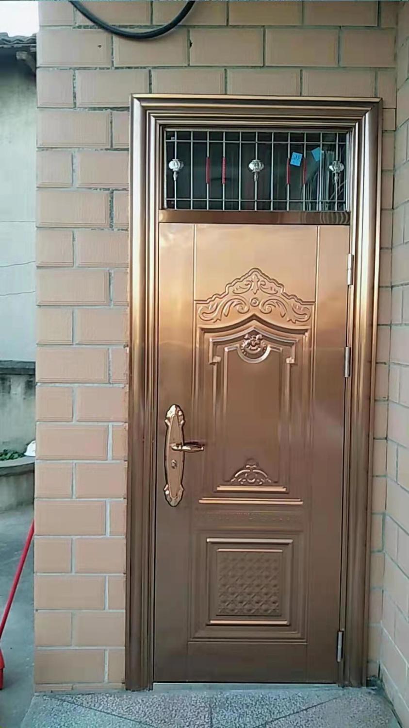 304不锈钢单门进户门入户门带亮窗摇头气窗通风门农村大门防盗门 860*