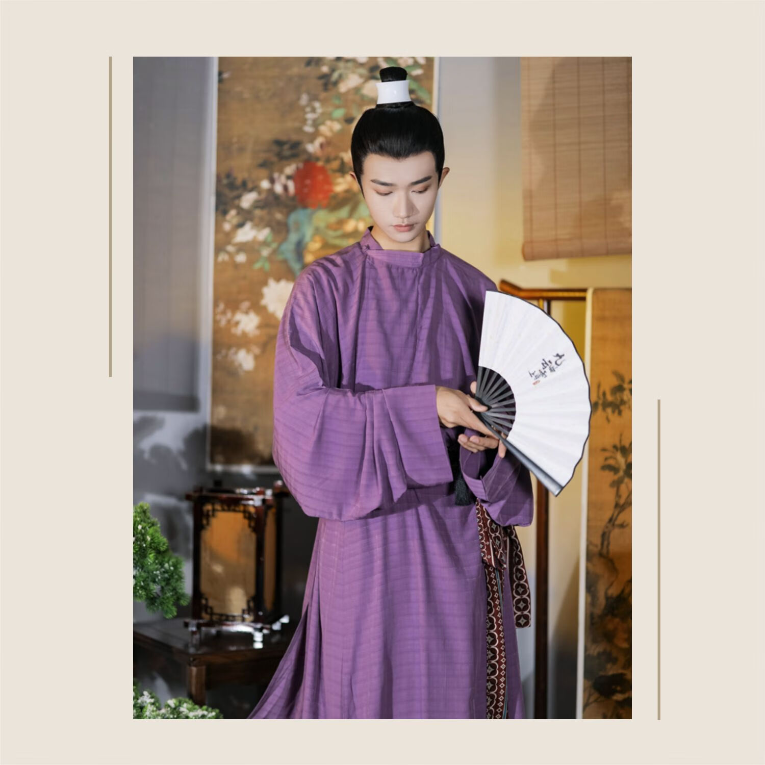 唐制汉服圆领袍男朝荣大放量复原唐代古装缺胯袍儒雅书生 紫色m(现货