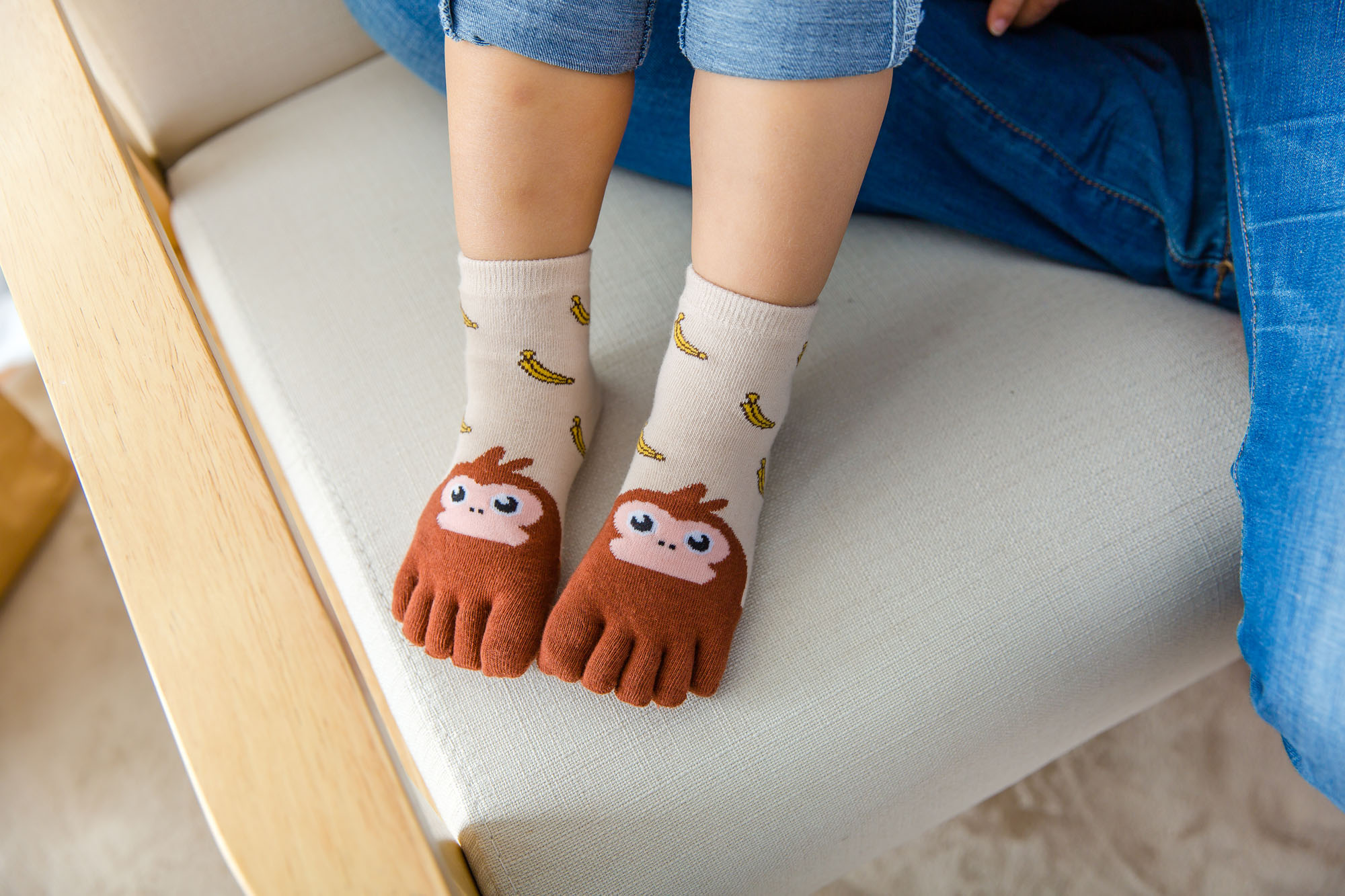 俞兆林儿童棉纯五指袜男女宝宝短筒卡通绣花动物分趾袜子 童袜动物