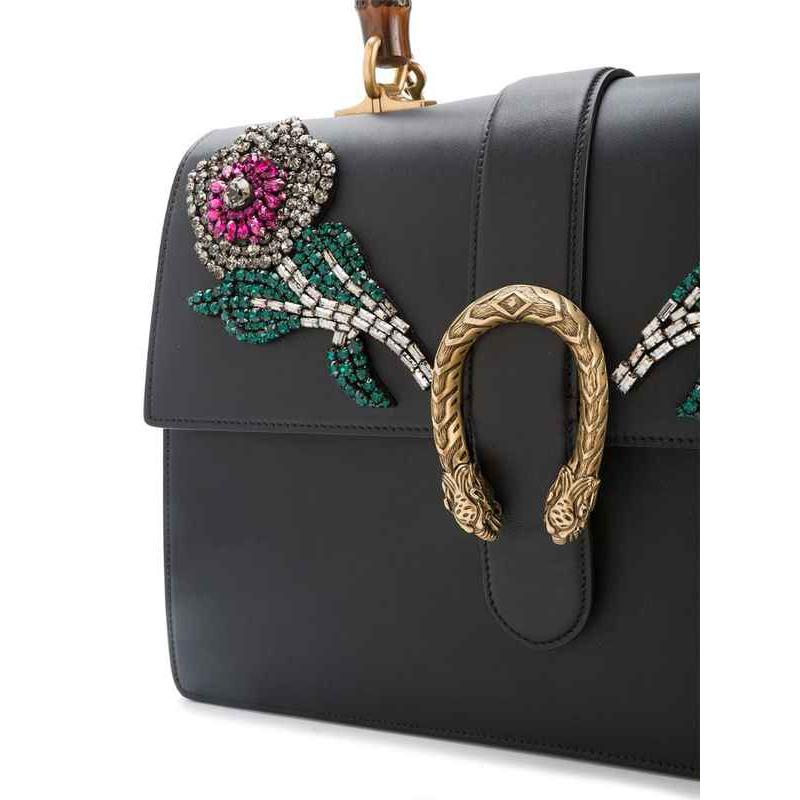 古驰gucci 手提包女士奢侈品dionysus大号镶嵌单肩包 酒神 黑色 均码