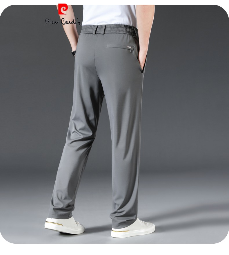 皮尔卡丹男装轻奢 针桑蚕丝男士休闲裤夏季薄款冰丝裤子男爸爸夏装速