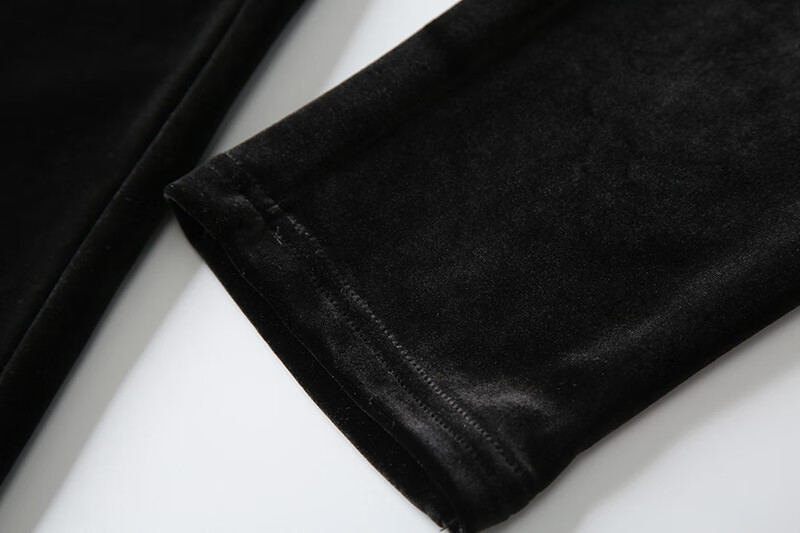 高品质丝滑面料 2019秋冬连帽金丝绒套装男士潮卫衣运动休闲套装 黑色