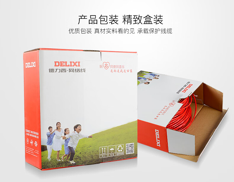 德力西网线延长国标超五类100米家用电视连接路由器宽带接口网线八芯