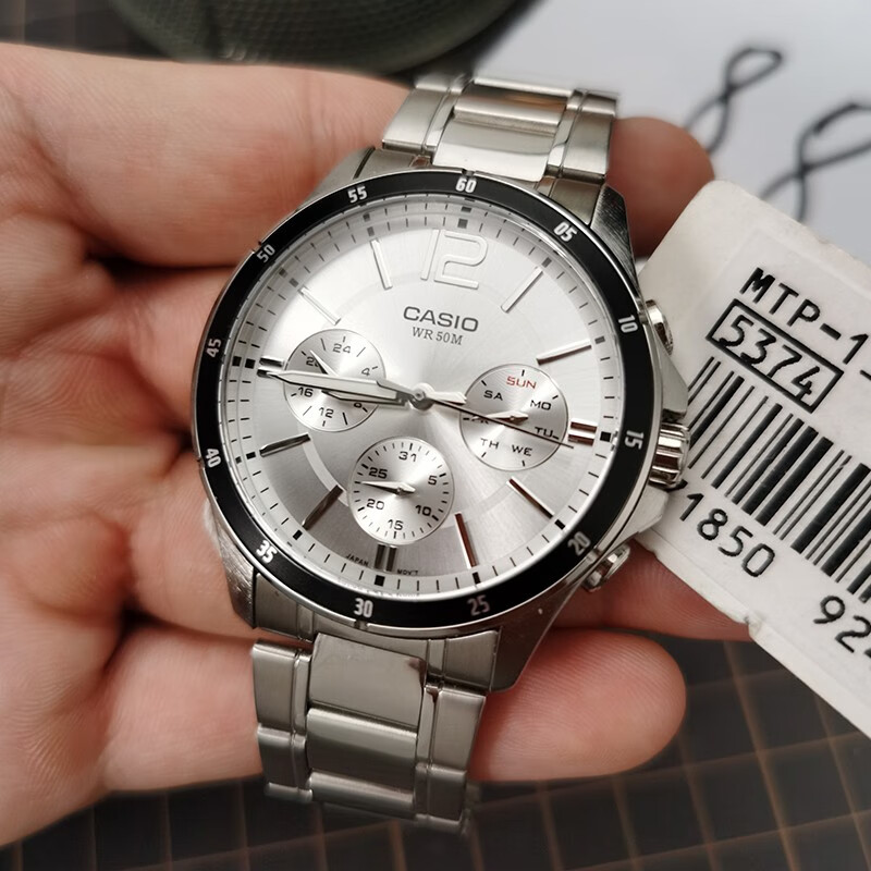 【二手95新】卡西欧(casio)男士手表 商务防水计时腕表 mtp-1374d-2a