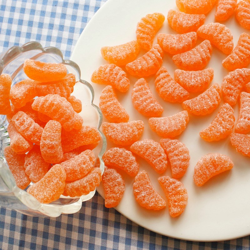 橘子瓣软糖老式桔子糖怀旧零食糖果200g结婚喜糖年货装饰500g 瓶装