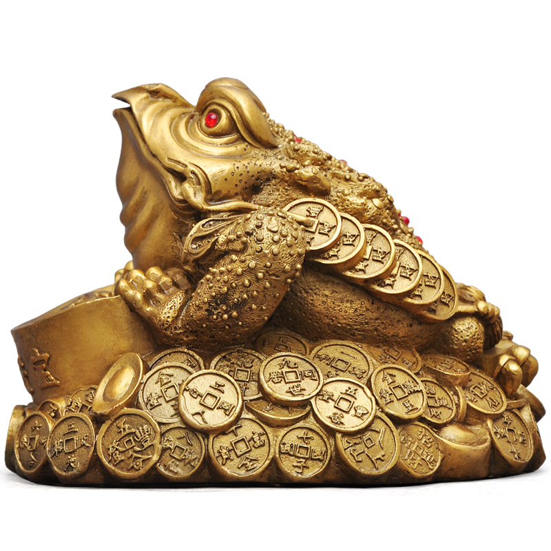 鼎盛福金蟾招财摆件纯铜金蝉三足蟾蜍店铺客厅桌面风水乔迁商务开业