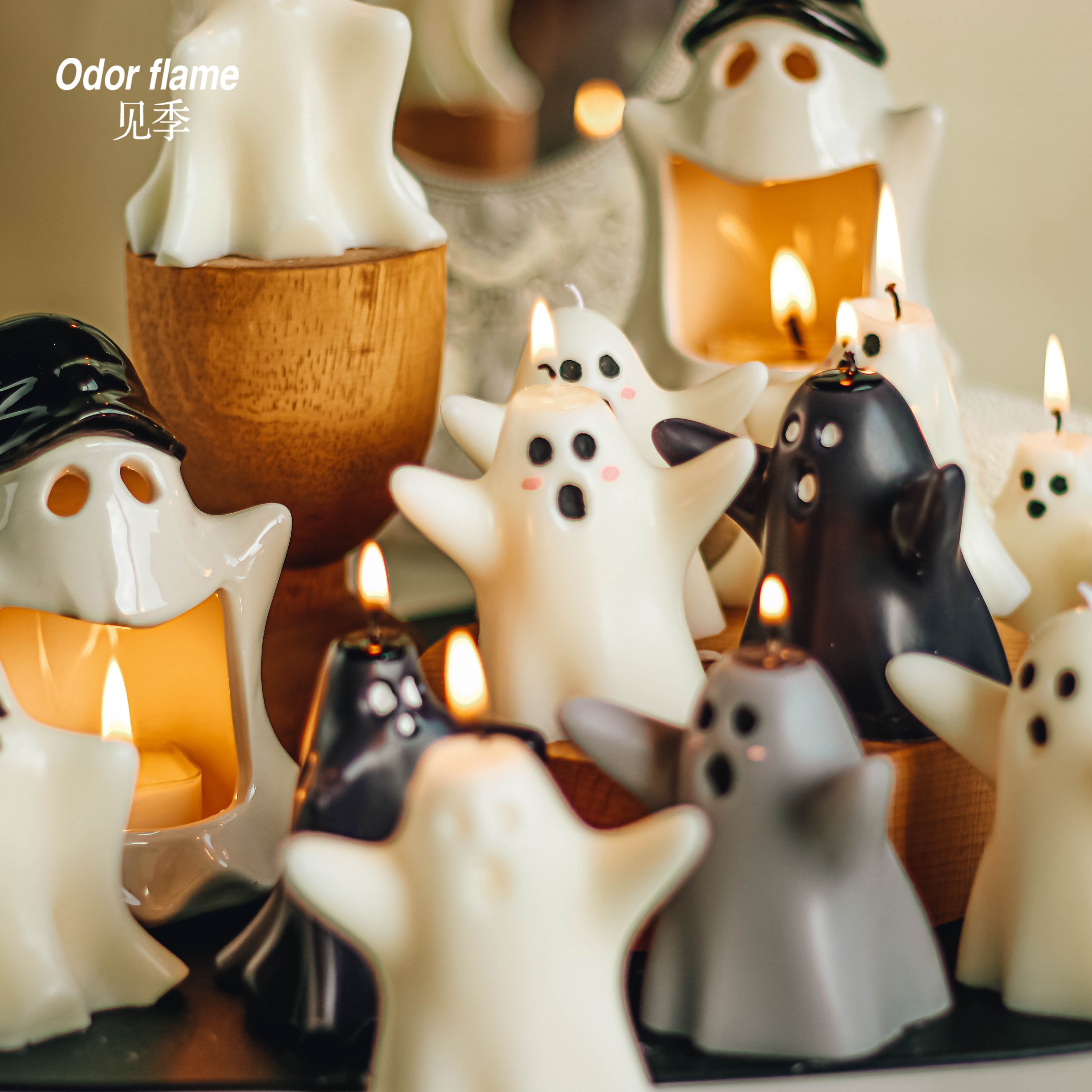 迅宸逸 《可爱鬼》原创可爱幽灵烛台香薰蜡烛陶瓷烛台摆件生日礼物