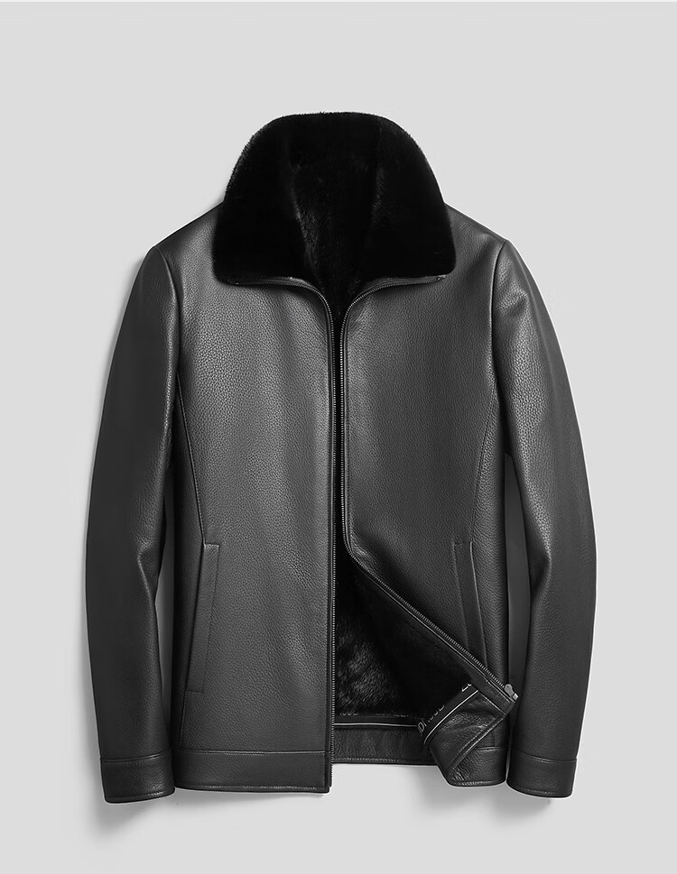 依品诺都 新西兰进口头层鹿皮皮衣商务休闲翻领皮夹克水貂皮毛一体