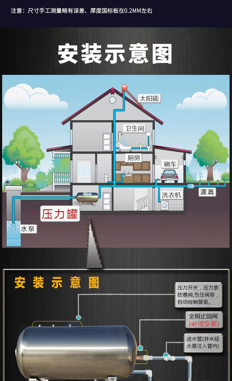 卧式家用压力罐安装图图片