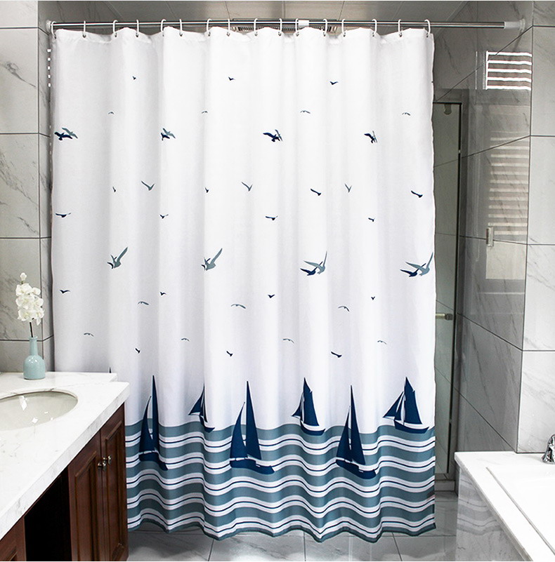 北欧卫生间浴帘防水布加厚防霉浴室帘子淋浴窗帘隔断门帘洗澡挂帘定制