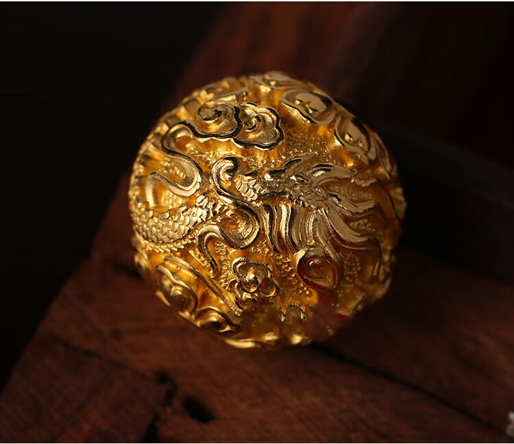 老凤凰 足金手工古法黄金龙珠凤珠转运珠手串diy散珠配珠龙凤可定实心
