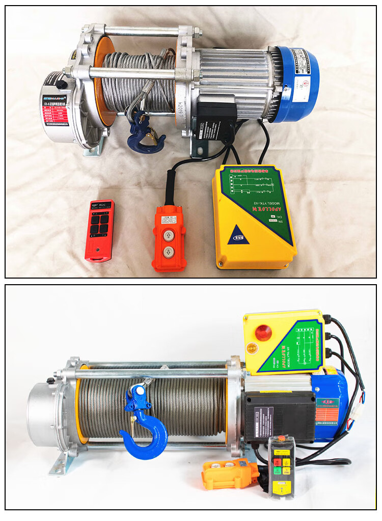 无线遥控卷扬机220v家用小型吊机提升机1吨2吨3t绞盘380v电动葫芦麦桑