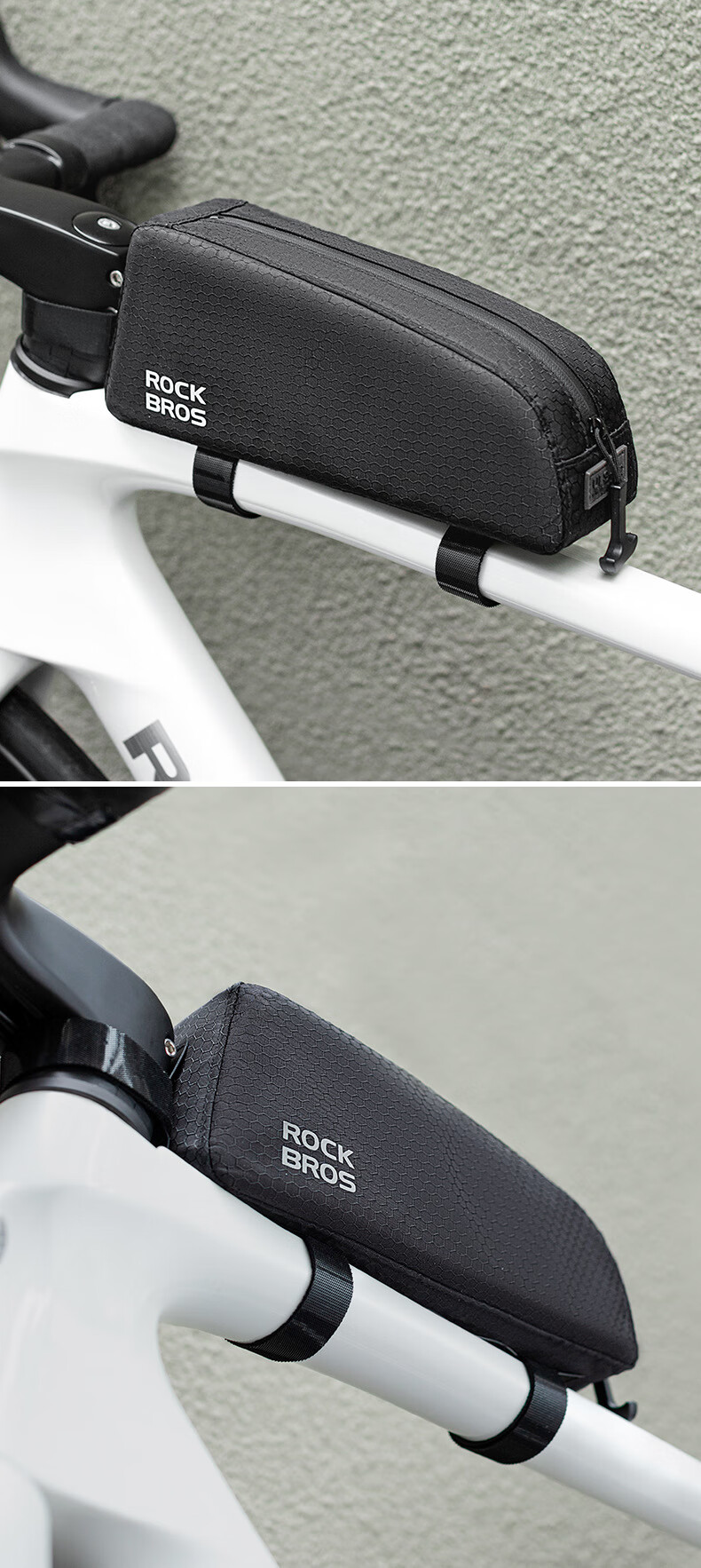 ROCKBROS Bicycle Handlebar Bag, Narrow Edge Bag for Road Bikes And Mountain Bikes, Front Bag for Cycling Equipment, Black 9