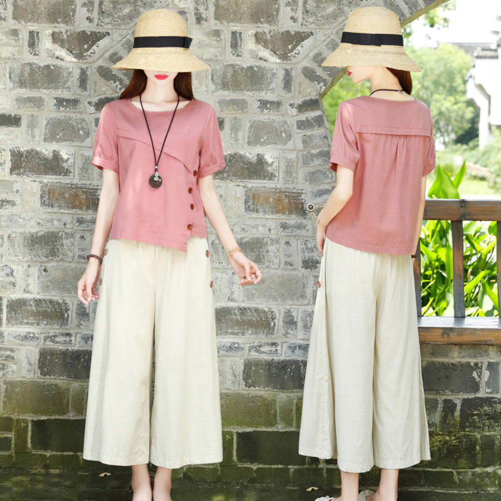 捡漏】【特价捡漏】素订女装品牌旗舰店2022新款休闲复古气质棉麻上衣