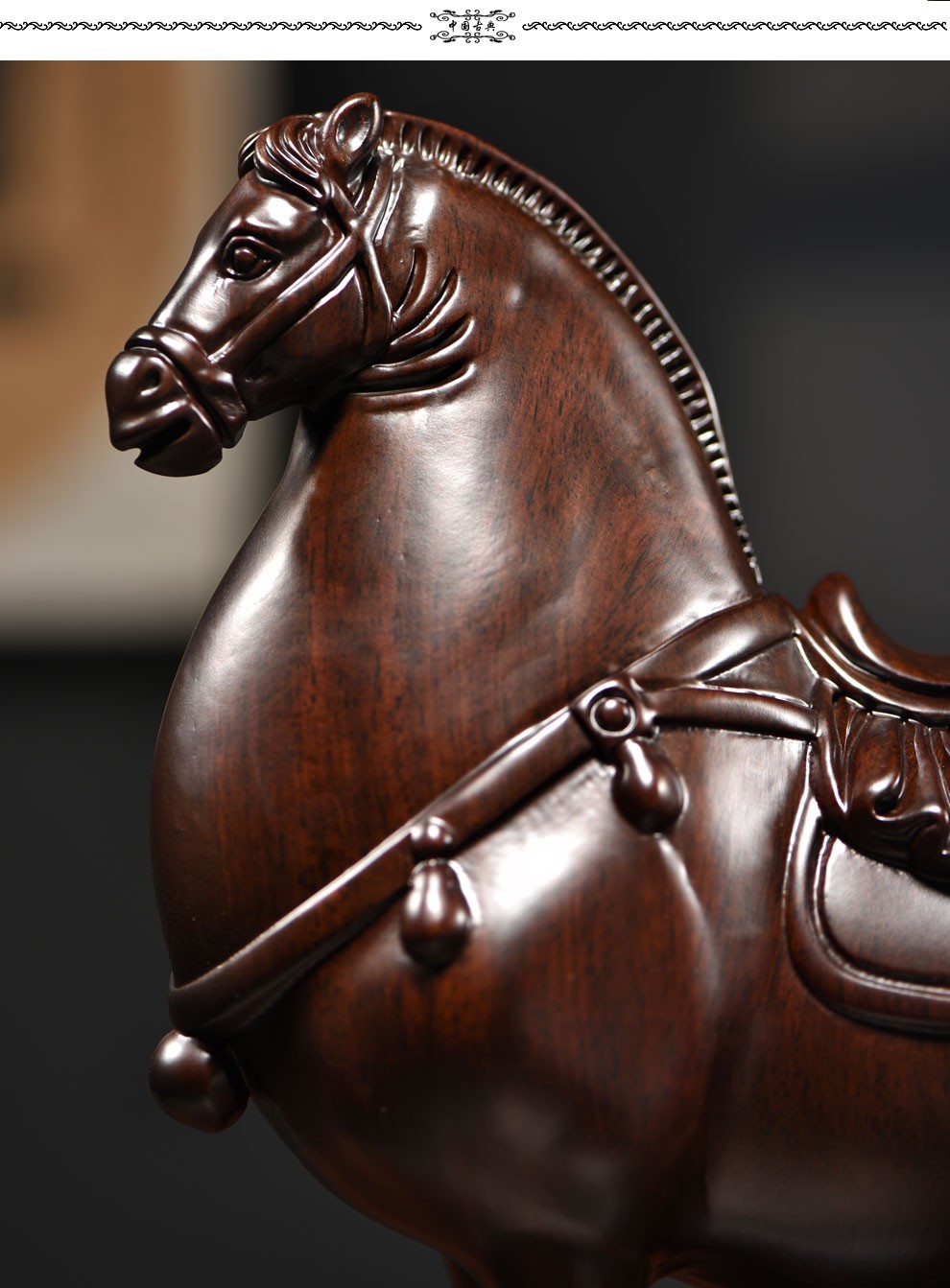 黑檀木雕胖马办公室客厅书房玄关桌面装饰摆件木质生肖马工艺礼品礼物