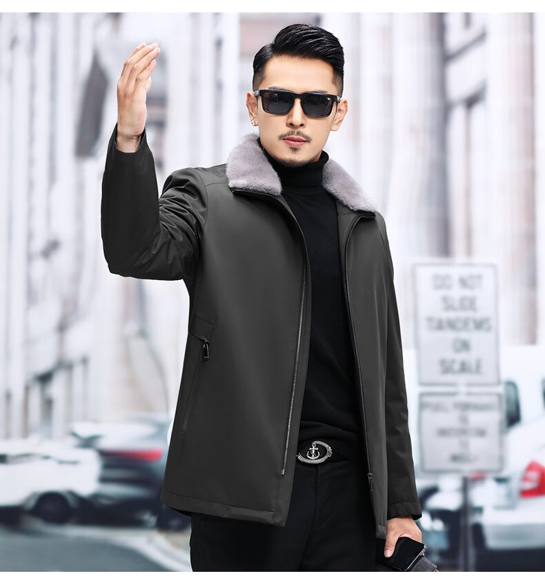 美国宝嘉美皮草男士派克服男整貂水貂内胆皮毛一体皮草尼克服外套中