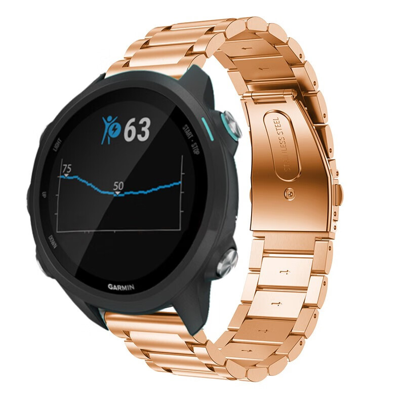 garmin佳明手表forerunner245 645m vivoactiv3不锈钢表带钢带 玫瑰金