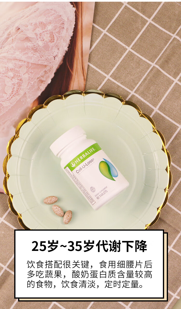 美国康宝莱细腰片水悦形片细喜锭草本膳食纤维片腰腹臀四肢局部 美版