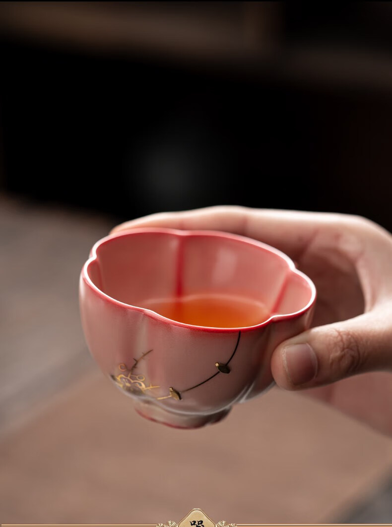 德化猪油冻主人杯 官唐锔钉猪油冻功夫茶杯主人杯陶瓷中国红品茗杯