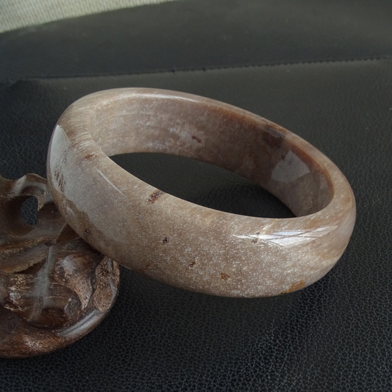 香港言和专柜树化石手镯 硅化木化玉白树化玉手镯 木化石实物送证书