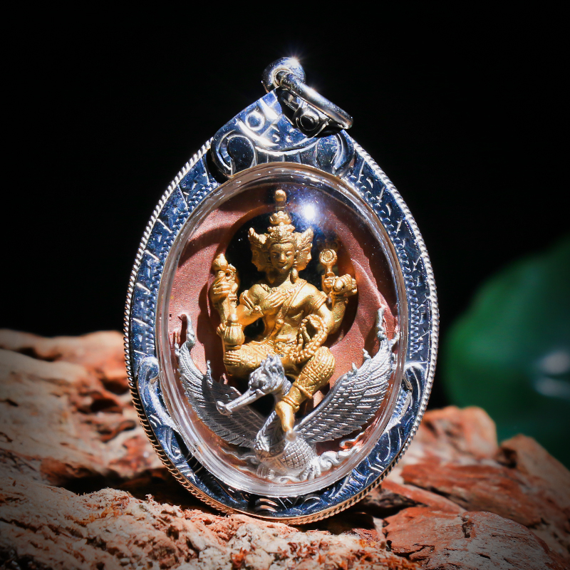 桓缘洋 泰国佛牌 龙婆禅南 骑凤四面佛2562年屈占化壳项链吊坠带编号